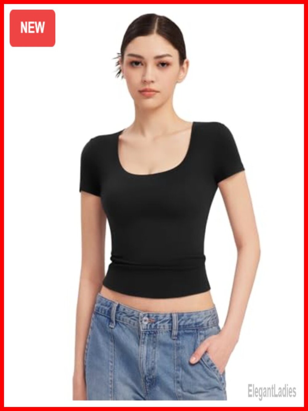 Women's Scoop Neck Short Sleeve Slim Fit T-Shirt Casual Going Out Top